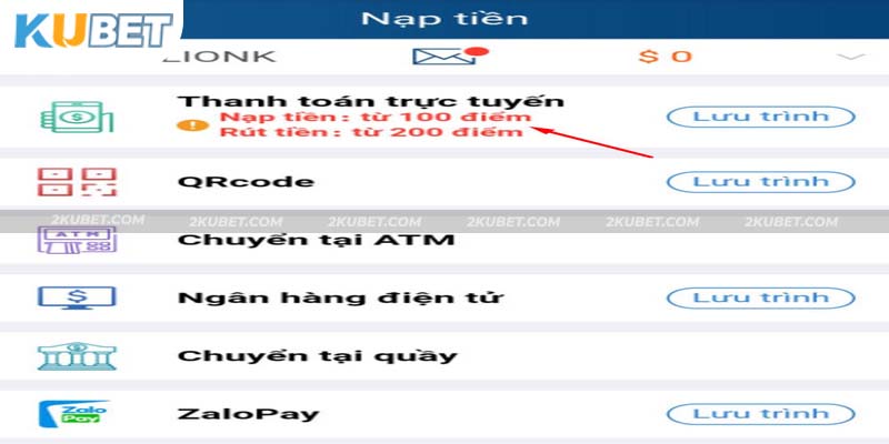 Nạp tiền vào tài khoản