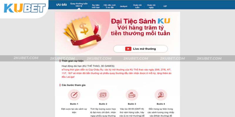 Khuyến mãi Kubet thưởng siêu khủng